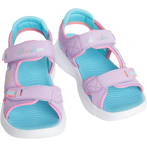 SKECHERS Junior Girls Flex Splash Sandals Lavender/Turquoize