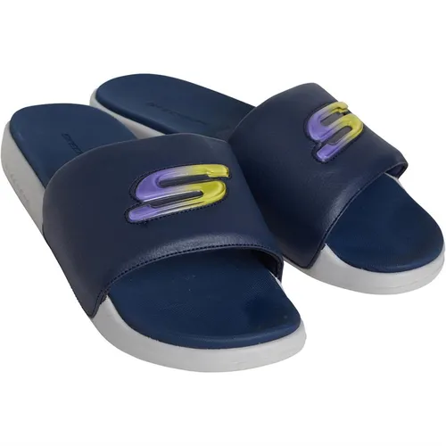 SKECHERS Mens 2.0 Utopo Logo Slides Navy/Charcoal