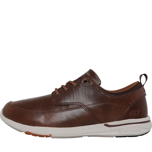 SKECHERS Mens Elent Leven Leather Lace Up Shoes Brown