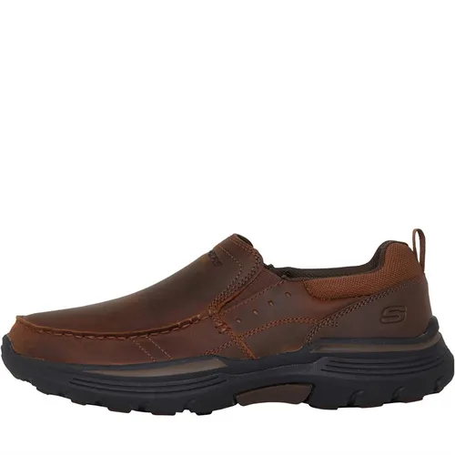 SKECHERS Mens Expended Seveno Shoes Dark Brown Leather