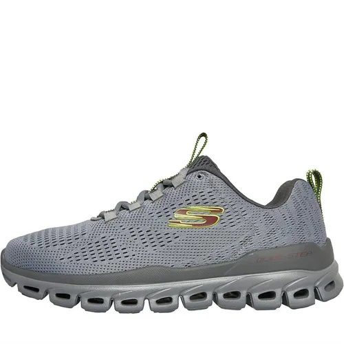 SKECHERS Mens Glide Step Fasten Up Trainers Grey/Yellow