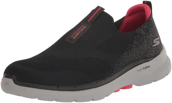 Skechers Men's GO Walk 6 Shoe - Black Textile/Red Textile -