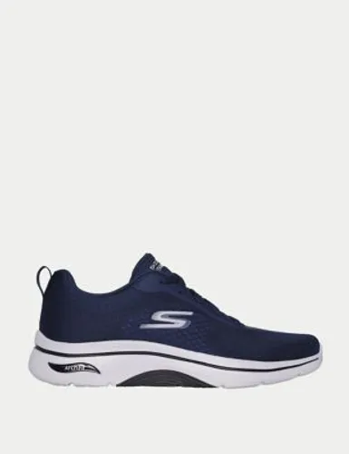 Skechers Mens GOwalk Arch Fit 2.0 Lace Up Trainers - 8 - Navy, Navy,Charcoal Mix,Black Mix