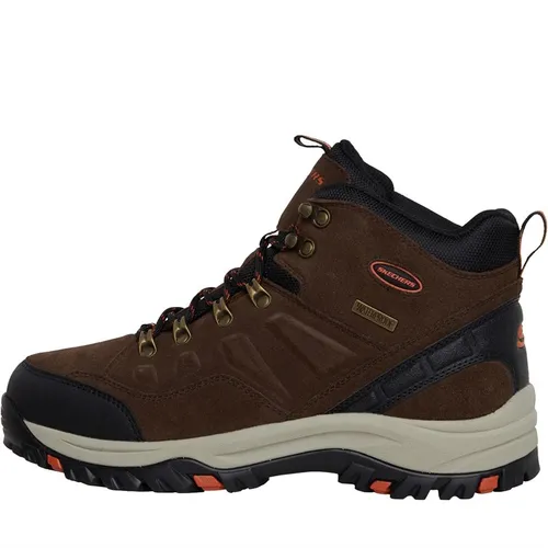 SKECHERS Mens Relment Pelmo Waterproof Hiking Boots Dark Brown
