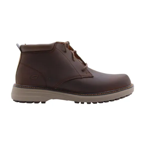 Skechers , Stylish Lace-up Boots ,Brown male, Sizes: