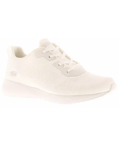 Skechers Womens Chunky Trainers Bobs Squad Memory Foam Lace Up white