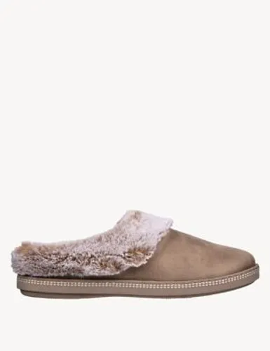 Skechers Womens Cozy Campfire Lovely Life Faux Fur Slippers - 8 - Taupe, Taupe,Tan