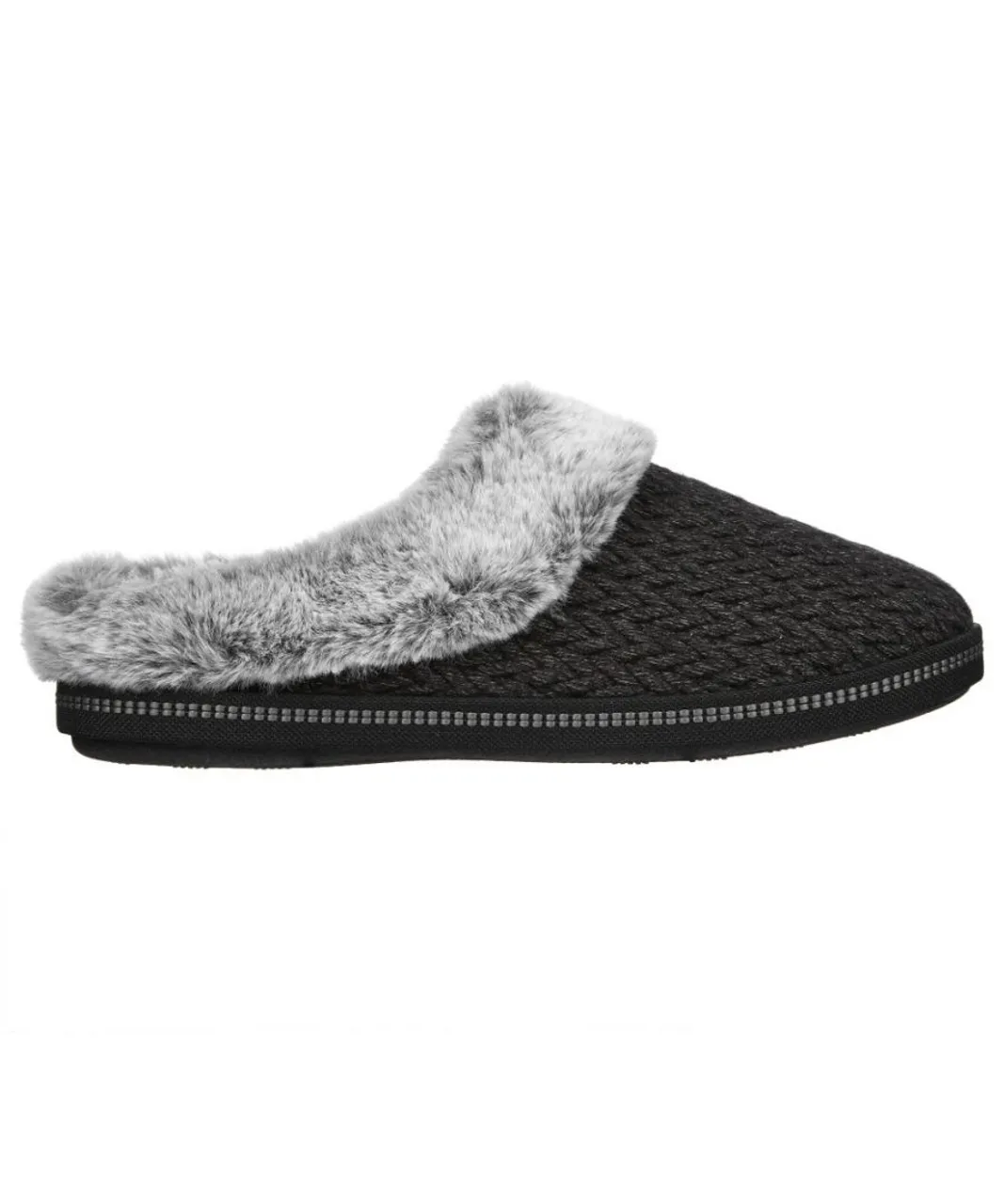 Skechers Womens Cozy Faux Fur Memory Foam Slippers - Black