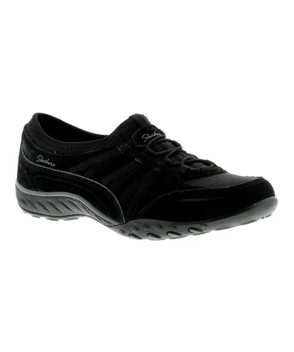 Skechers Womens Flat Shoes Breathe Easy Moneybag Slip Onblack - Black Textile