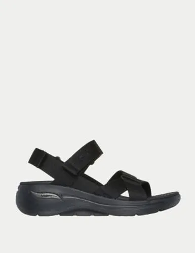 Skechers Womens GO WALK® Arch Fit Ankle Strap Sandals - 7 - Black, Black,Green,Natural
