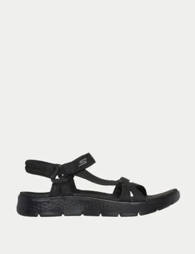 Skechers Womens GO WALK® Flex Ankle Strap Flat Sandals - 7 - Black, Black,Navy
