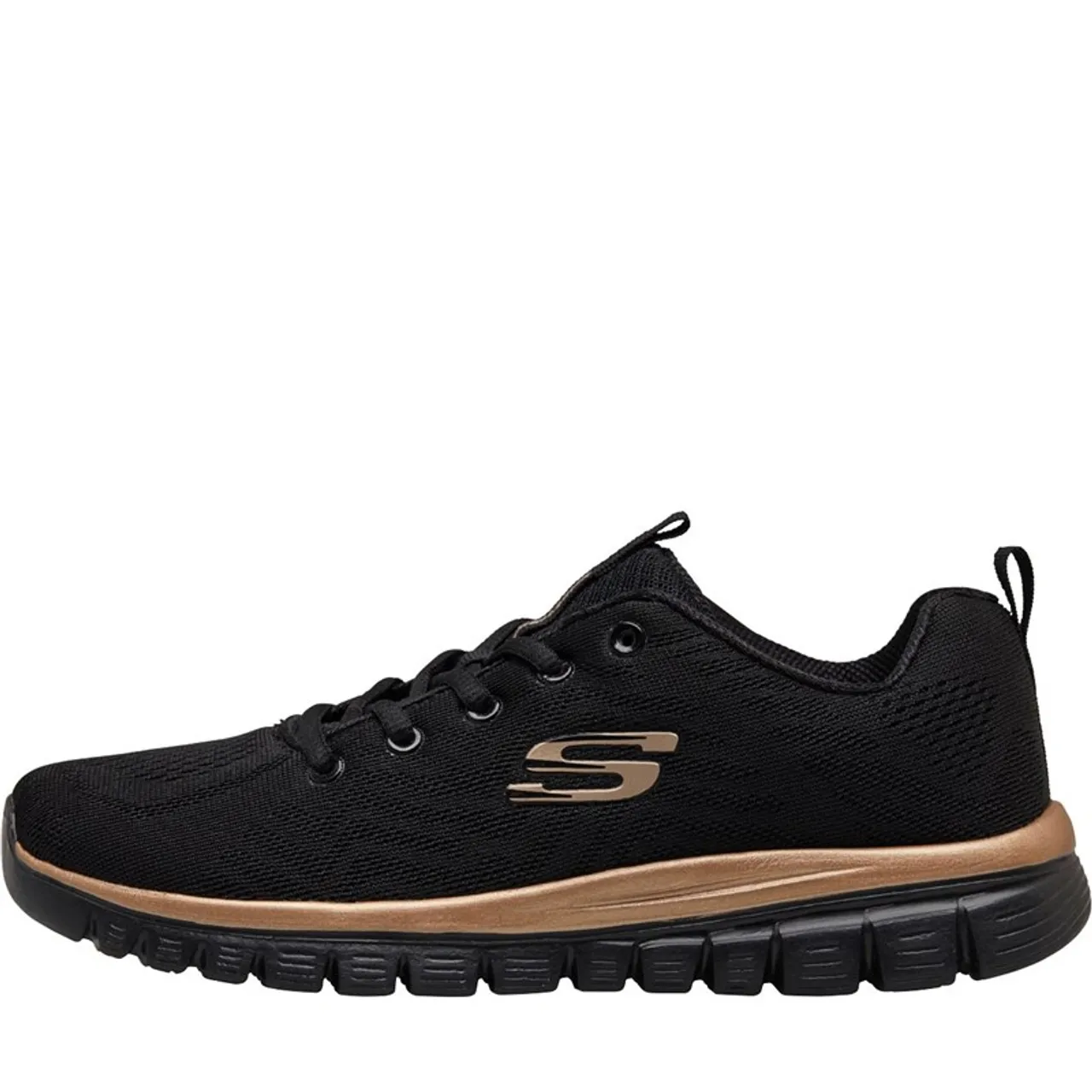 SKECHERS Womens Graceful Get Connected Trainers Black/Rose Gold
