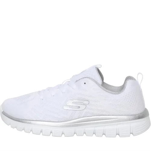 SKECHERS Womens Graceful Get Connected Trainers White/Silver