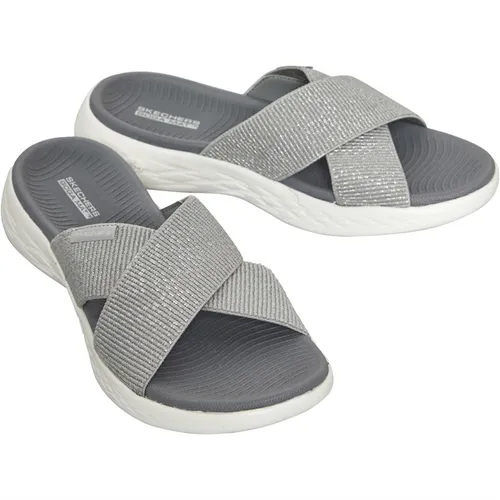 SKECHERS Womens On The Go 600 Glistening Sandals Silver Grey