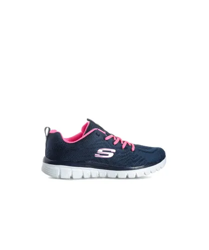 Skechers Womenss Graceful 2.0 Get Connected Trainers In Navy Pink - Blue Textile