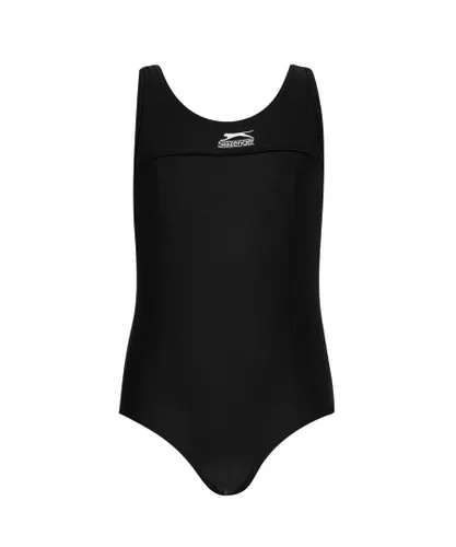 Slazenger Girls Racer Back Swimsuit - Black Nylon