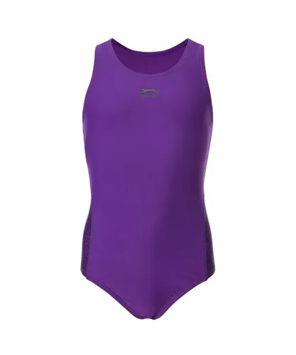 Slazenger Girls Splice Racer Back Swimsuit - Purple