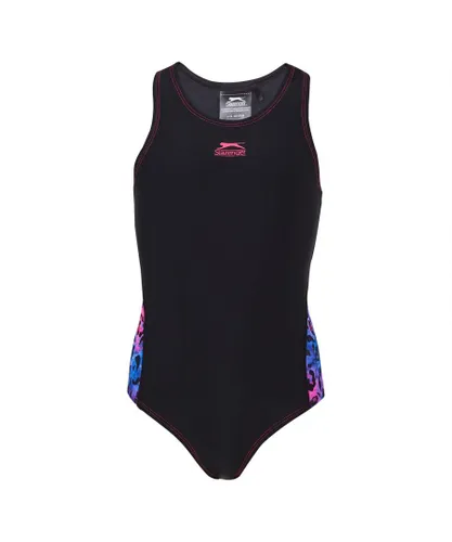 Slazenger Girls Splice Racerback Swimsuit - Black