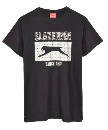 Slazenger Mens Vintage Style Graphic T-Shirt - Black Cotton