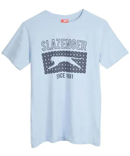 Slazenger Mens Vintage Style Graphic T-Shirt - Blue Cotton