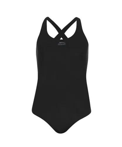Slazenger Womens Ladies Maternity Bathing Swim Suit Beach Pool Summer Cross Back - Black Nylon