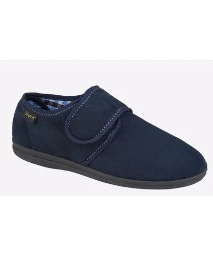 Sleepers Johnny MEMORY FOAM Slippers Mens - Navy Mixed Material