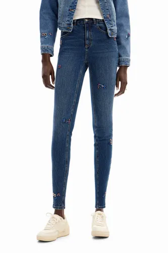 Slim beaded floral jeans - BLUE - 36
