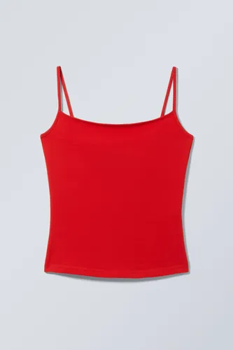 Slim Fitted Cotton Singlet - Red