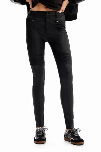 Slim leather-effect trousers - BLACK - 34