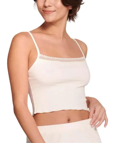 Sloggi Womens GO Ribbed Crop Top - White Cotton