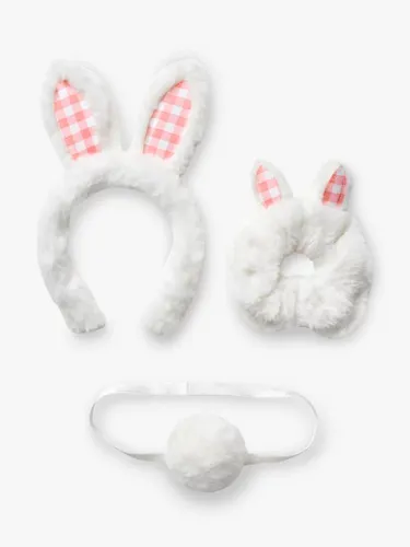 Small Stuff Kids' Bunny Ears, Tail & Scrunchie Set, White - White - Female