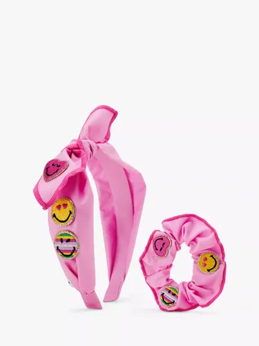 Small Stuff Kids' SMILEYWORLDÂ®ï¸� Headband & Scrunchie Set, Bright Pink - Bright Pink - Female