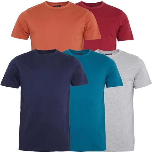 Smith And Jones Mens Gumbo Five Pack T-Shirts Grey Marl/Cranberry/Teal/Ginger/Navy