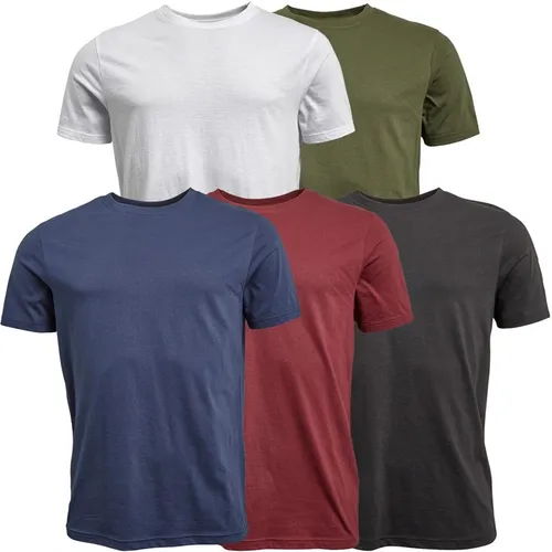 Smith And Jones Mens Laidback Five Pack T-Shirts Total Eclipse/Tawny Port/Dusty Olive/White/Black