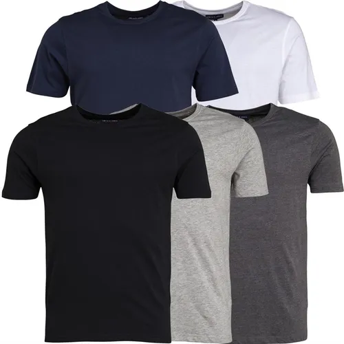 Smith And Jones Mens Lazeout Five Pack T-Shirt Black/Grey/White/Charcoal Marl/Total Eclipse