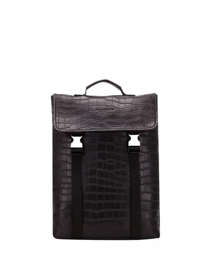 Smith & Canova Unisex Croc Effect Leather Backpack - Black - One Size