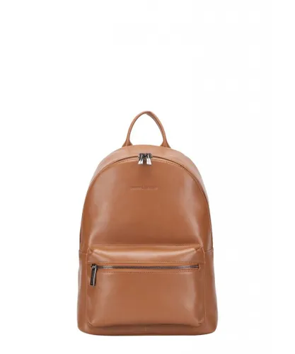 Smith & Canova Womens Smooth Leather Zip Around Backpack - Tan - One Size