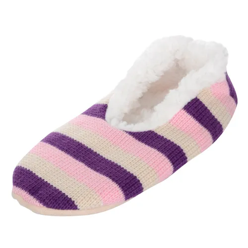 Snugg Ladies Slippers Knitted Style With Stripes Design