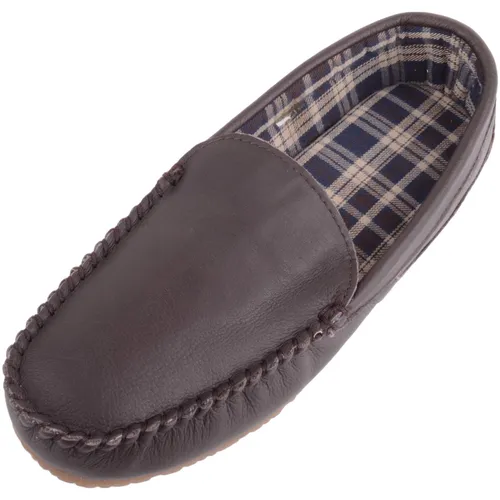 SNUGRUGS Mens Slip On Smart Leather Moccasin Loafer Slipper