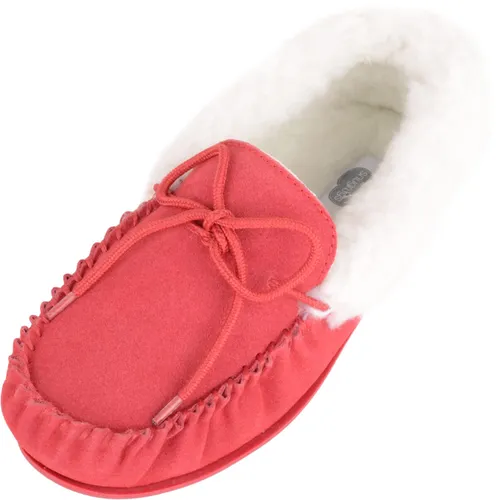 SNUGRUGS Molly, Womens Wool Moccasin with Cuff & Rubber