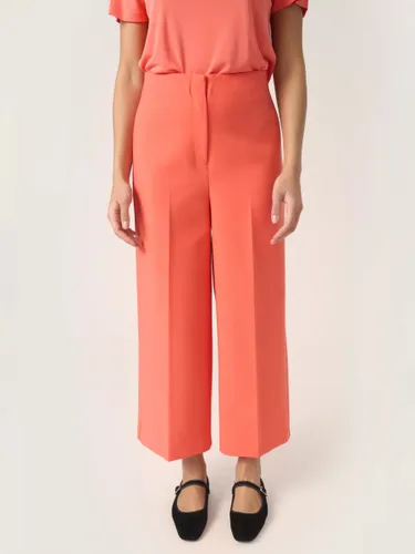 Soaked In Luxury Corinne High Waist Wide Legs Culottes Trousers - Hot Coral - Female