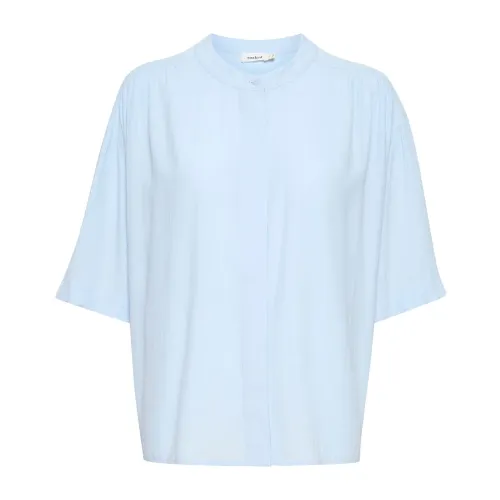 Soaked in Luxury , Elegant Short Sleeve Blouse Skyway ,Blue female, Sizes: