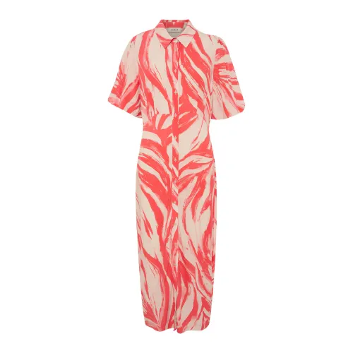 Soaked in Luxury , Feminine Midi Dress Hot Coral Wave ,Multicolor female, Sizes: