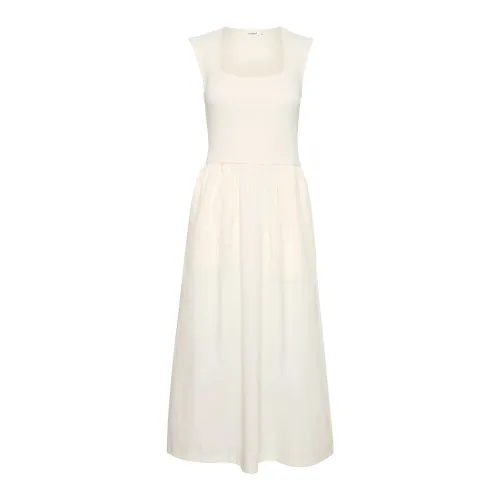Soaked in Luxury , Feminine Square Neck Dress Whisper White ,White female, Sizes:
