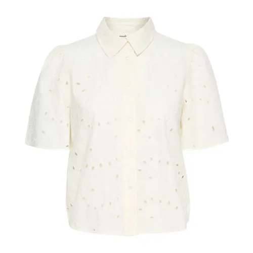 Soaked in Luxury , Feminine White Embroidered Shirt Blouse ,White female, Sizes: