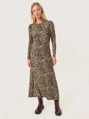 Soaked In Luxury Hanadi Printed Jersey Midi Dress, Kelp Animal - Kelp Animal - Female