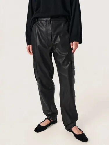 Soaked In Luxury Joselyn Cargo Leather Trousers, Black - Black - Female