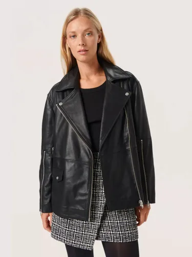 Soaked In Luxury Olicia Leather Biker Jacket, Black - Black - Female