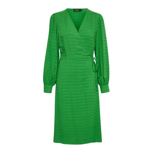 Soaked in Luxury , Stylish Slcatina Wrap Dress ,Green female, Sizes: