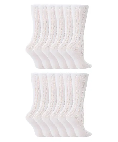 Sock Snob 12 Pack Girls Cotton Rich Knee High White Uniform Socks